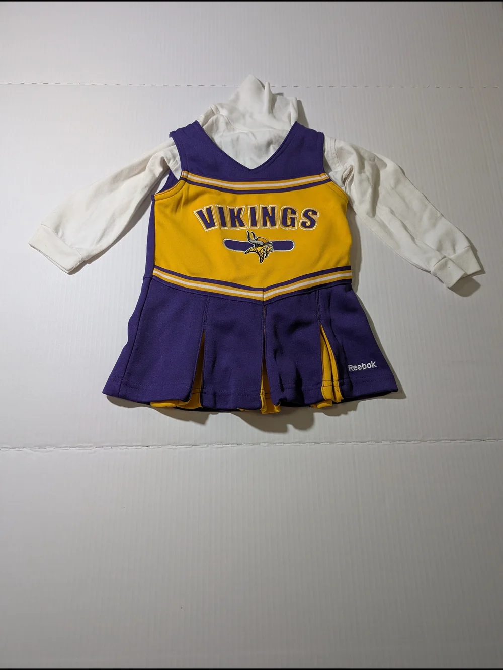 Reebok Kids Vikings Purple & Gold Cheer Dress with White Turtleneck
